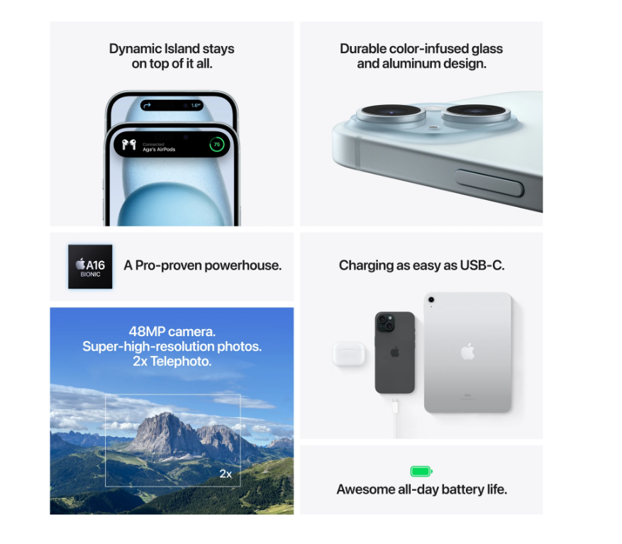 Apple iPhone 15 (Black, 256 GB) view 8