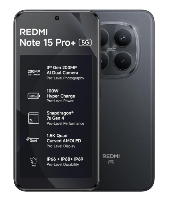 REDMI Note 15 Pro+ 5G (Carbon Black, 256 GB) (12 GB RAM)