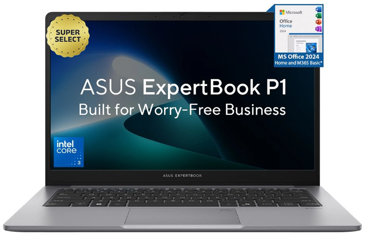 ASUS ExpertBook P1 with 1 Yr ADP (i3 14th Gen) Intel Core 3 14th Gen 100U - (8 GB/512 GB SSD/Windows 11 Home) P1503CVA-S72562WS Thin and Light Laptop (15.6 Inch, Misty Grey, 1.63 Kg, With MS Office)
